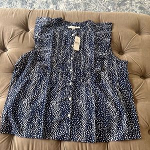 Loft sleeveless navy and stars shirt